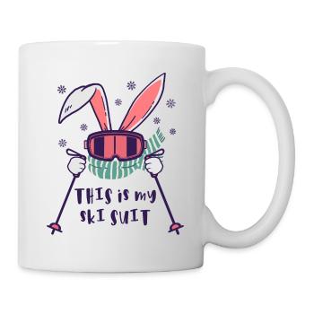 This is my Ski Suit Skiing Rabbit with ski poles - Mug - white - Right
