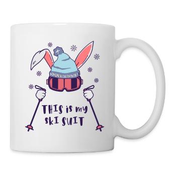 This is my Ski Suit Skiing Rabbit with ski poles - Mug - white - Right