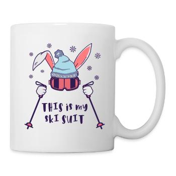 This is my Ski Suit Skiing Rabbit with ski poles - Mug - white - Right