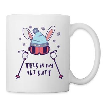 This is my Ski Suit Skiing Rabbit with ski poles - Mug - white - Right