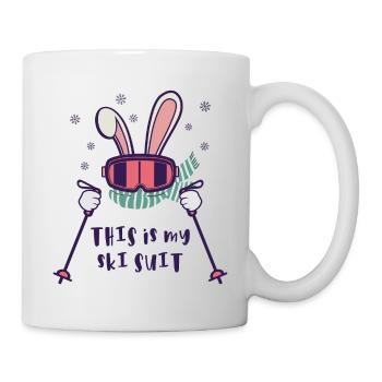 This is my Ski Suit Skiing Rabbit with ski poles - Mug - white - Right