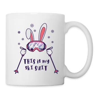 This is my Ski Suit Skiing Rabbit with ski poles - Mug - white - Right
