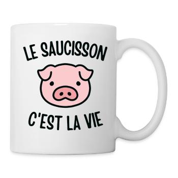 Le saucisson c'est la vie - Mug blanc - blanc - Droite