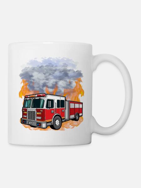 Pompiers - Pompiers contre les flammes et la fumée - Mug blanc - blanc