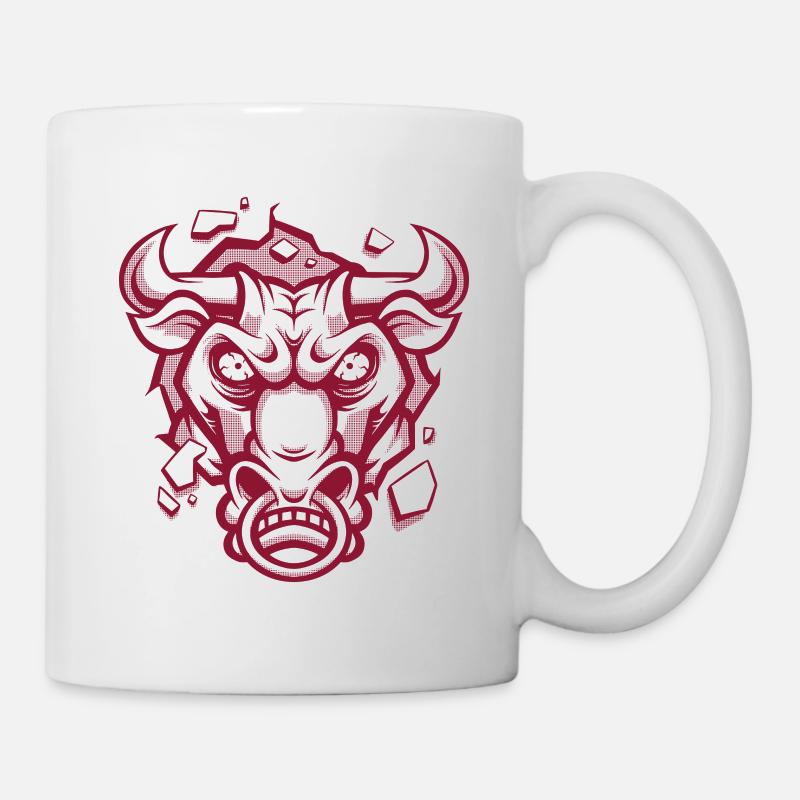 Stier Stierkopf Bulle Stark Wild Kraft Tier - Tasse - Weiß