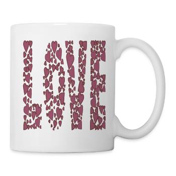 rot-Herzen-LOVE - Tasse - Weiß - Rechts