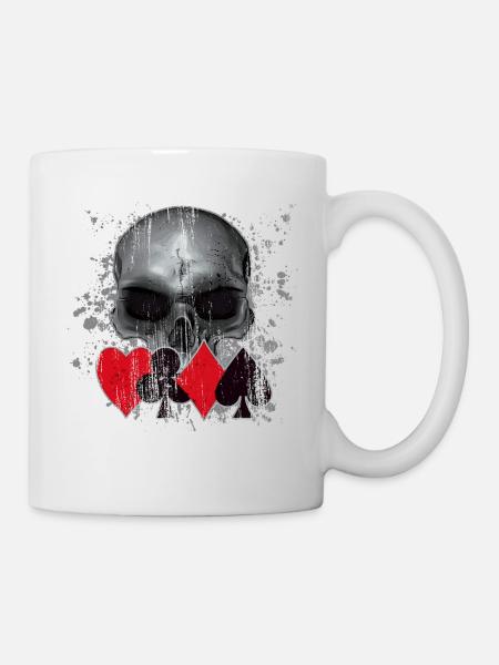 Heavy Metal Punk Poker Crâne - Mug blanc - blanc