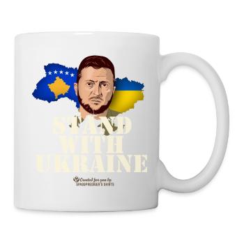 Stand with Ukraine Kosovo T-Shirt Design - Mug - white - Right