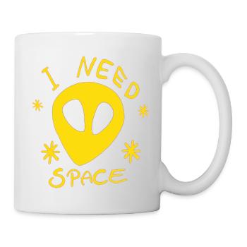Alien Gelb Universum I NEED SPACE Sterne Weltall - Tasse - Weiß - Rechts