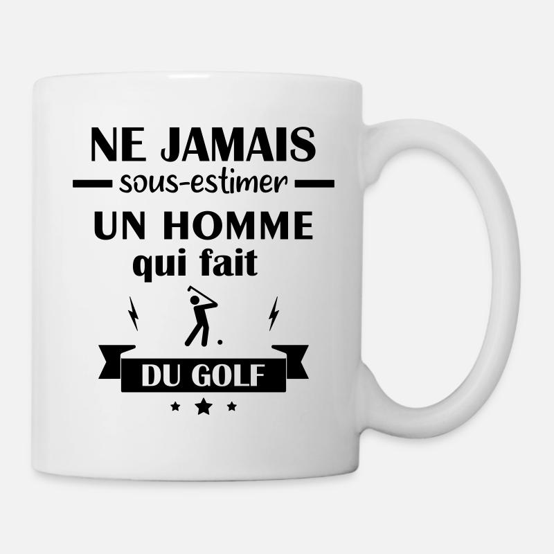 Ne jamais sous estimer golf, golfeur - Mug blanc - blanc