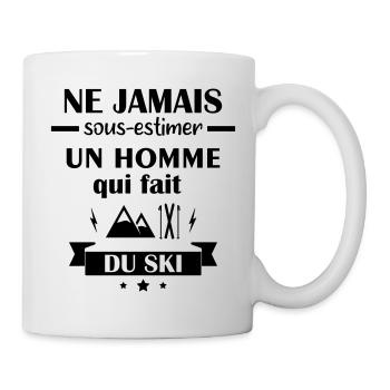 Ne jamais sous estimer ski, skieur - Mug blanc - blanc - Droite
