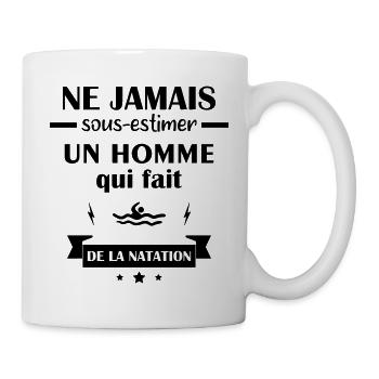 Ne jamais sous estimer natation - Mug blanc - blanc - Droite