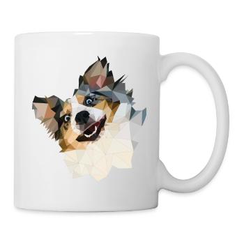 Australian Shepherd, Polygon Style - Tasse - Weiß - Rechts