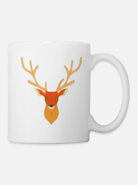 Deer head in autumn Deer antlers Buck Fawn - Mug - white