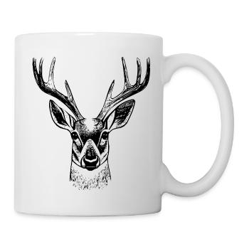 Hirschkopf im Herbst Hirsch Geweih Bock Reh Kitz 2 - Tasse - Weiß - Rechts