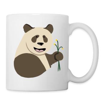 panda marron fleurs jaunes - Mug blanc - blanc - Droite
