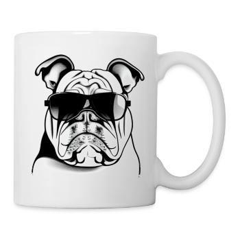 Chiens bouledogues avec lunettes de soleil motif cool - Mug blanc - blanc - Droite