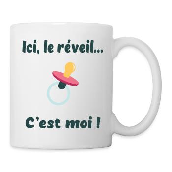 Ici, le réveil c'est moi - Mug blanc - blanc - Droite