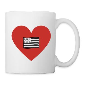 Petit coeur rouge drapeau breton- Bretagne BZH - Mug blanc - blanc - Droite