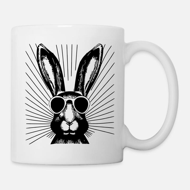 Hase Haustier Tier cool Sonnenbrillen Hasen Vektor - Tasse - Weiß
