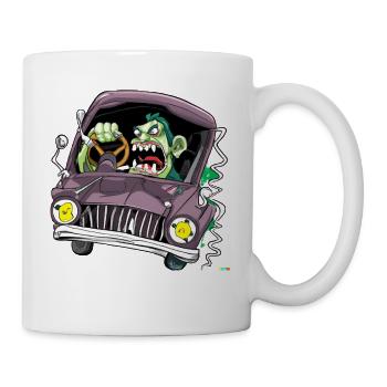 zombie drive a car - Mug - white - Right