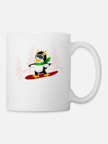 Snowboard Pinguin - Tasse - Weiß