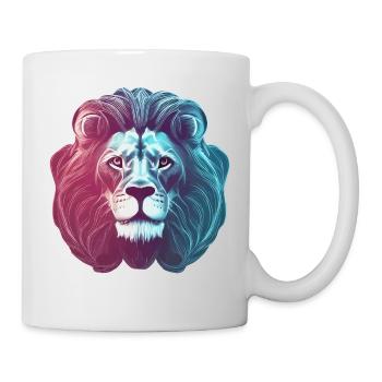 Futuristic Colored Neon Lion Lion's Head - Mug - white - Right