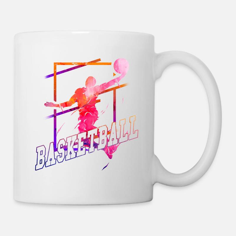 Basketteur Joueur de Basket-Ball Vintage Coloré - Mug blanc - blanc