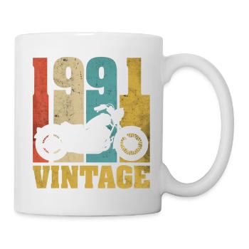 1991 Jahrgang Geburtstag Biker Motorrad Geschenk - Tasse - Weiß - Rechts
