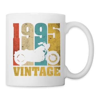 1995 Born birthday biker motorcycle gift - Mug - white - Right