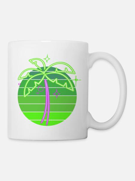 Neonpalme - Tasse - Weiß