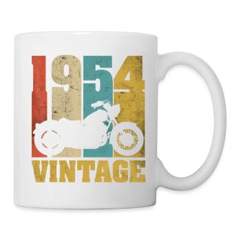 1954 Jahrgang Geburtstag Biker Motorrad Geschenk - Tasse - Weiß - Rechts