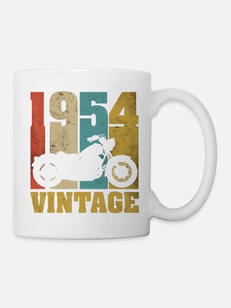 1954 Jahrgang Geburtstag Biker Motorrad Geschenk - Tasse - Weiß