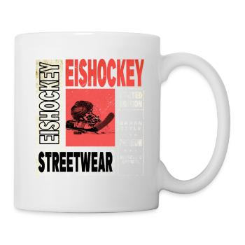 Eishockey Helm Schläger Schlittschuh Vintage Retro - Mug - white - Right