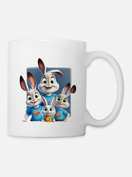 Cartoon Cartoon Family Happy - Mug - white