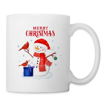 Un bonhomme de neige souhaite un joyeux Noël - Mug blanc - blanc - Droite