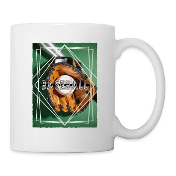 Baseball Ball Handschuh Schläger Vintage Retro - Tasse - Weiß - Rechts
