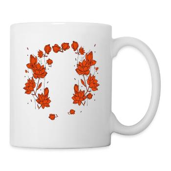 Rote Blumen - Tasse - Weiß - Rechts
