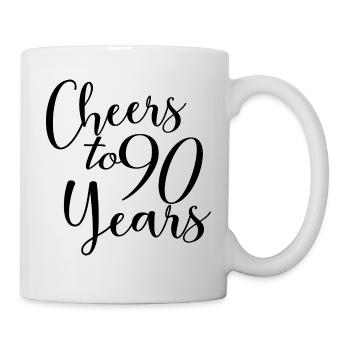 Prost auf 90 Jahre 90. Geburtstag - Tasse - Weiß - Rechts