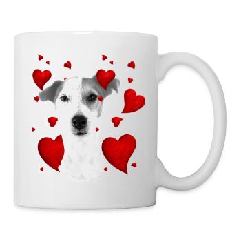 Jack Russell with hearts - Mug - white - Right