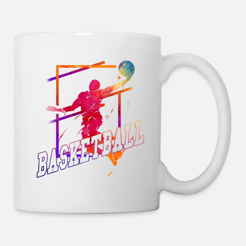 Basketteur Joueur de Basket-Ball Vintage Coloré - Mug blanc - blanc