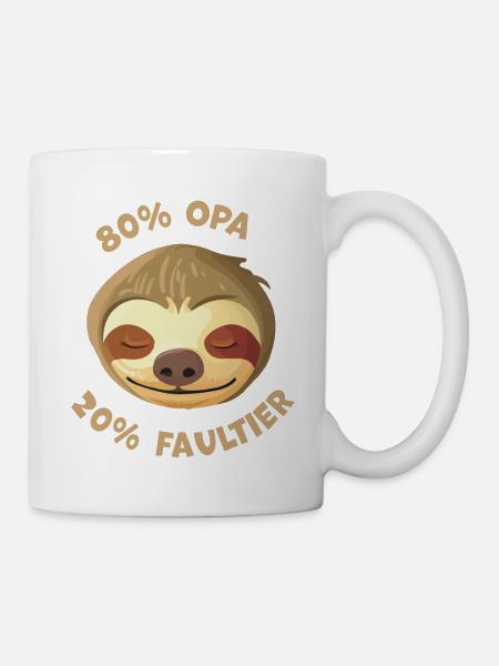 Opa Faultier Geschenkidee - Tasse - Weiß