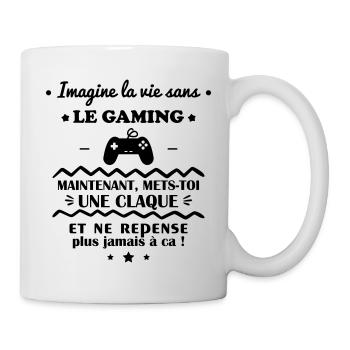 Imagine la vie sans le gaming, gameur, gameuse - Mug blanc - blanc - Droite