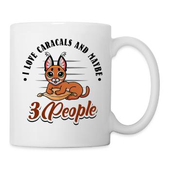 I love Caracals and maybe 3 people - Tasse - Weiß - Rechts