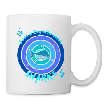 Nur ein Junge, der Haie liebt. Hai - Tasse - Weiß - Rechts