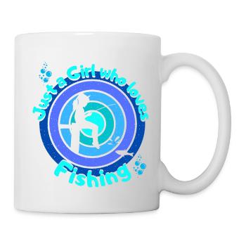 Une fille qui aime la pêche, un T-shirt. - Mug blanc - blanc - Droite