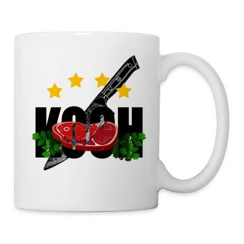 4 Sterne Koch Kochmesser Fleisch Petersilie - Tasse - Weiß - Rechts