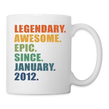 11. Geburtstag, Januar 2012, 11-jähriges Jubiläum - Tasse - Weiß - Rechts