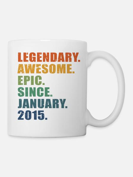 8. Geburtstag, Januar 2015, 8-jähriges Jubiläum - Tasse - Weiß