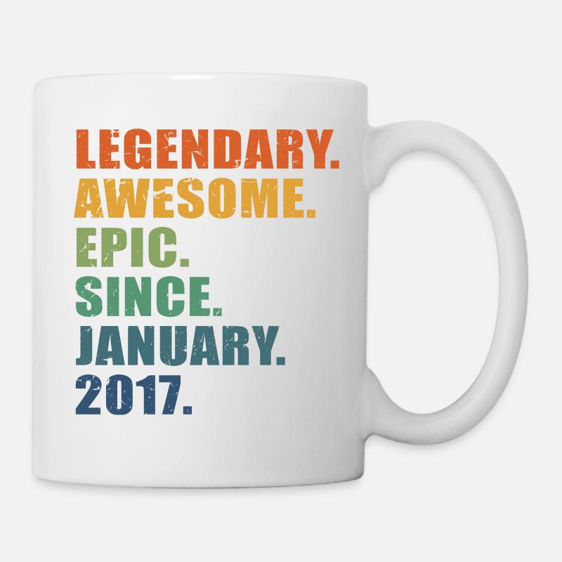 6. Geburtstag, Januar 2017, 6-jähriges Jubiläum - Tasse - Weiß
